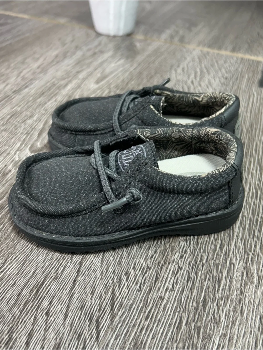 Hey Dude Kids Wally Black Slip-On Moccasins